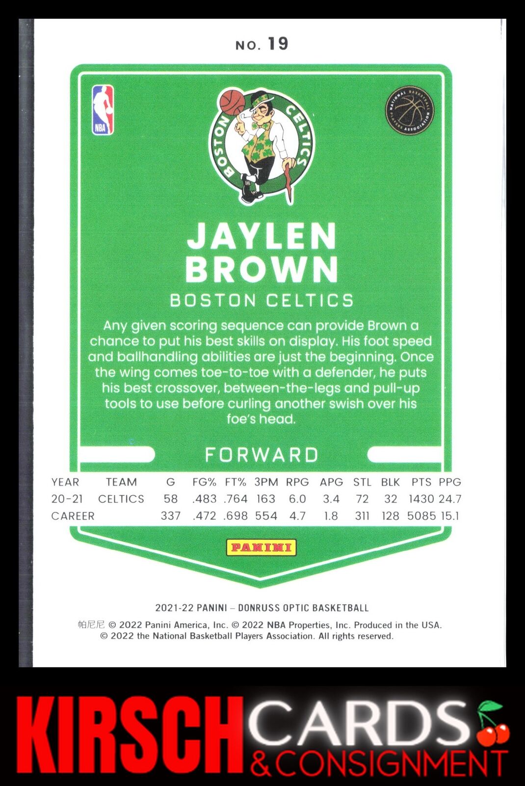 Jaylen Brown 2021-22 Donruss Optic #19 Boston Celtics