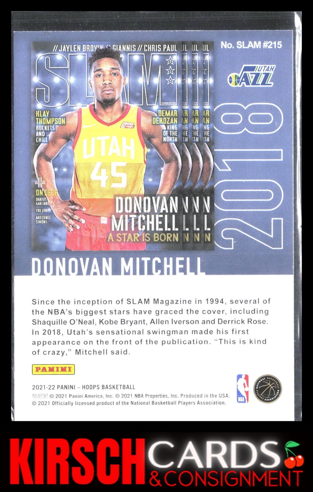 Donovan Mitchell 2021-22 Hoops #SLAM #215 Slam Utah Jazz