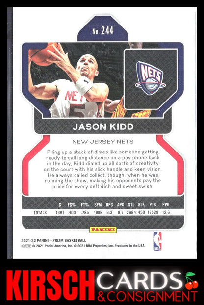 Jason Kidd 2021-22 Panini Prizm #244 New Jersey Nets