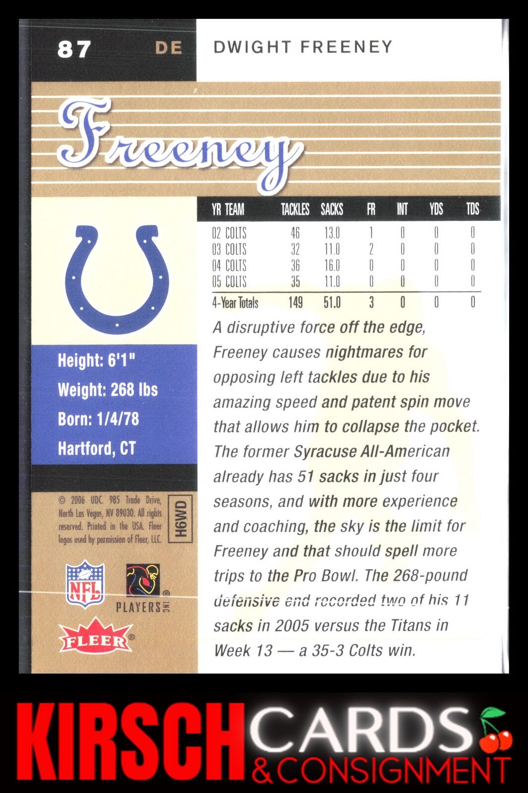 Dwight Freeney 2006 Ultra #87 Gold Medallion Indianapolis Colts