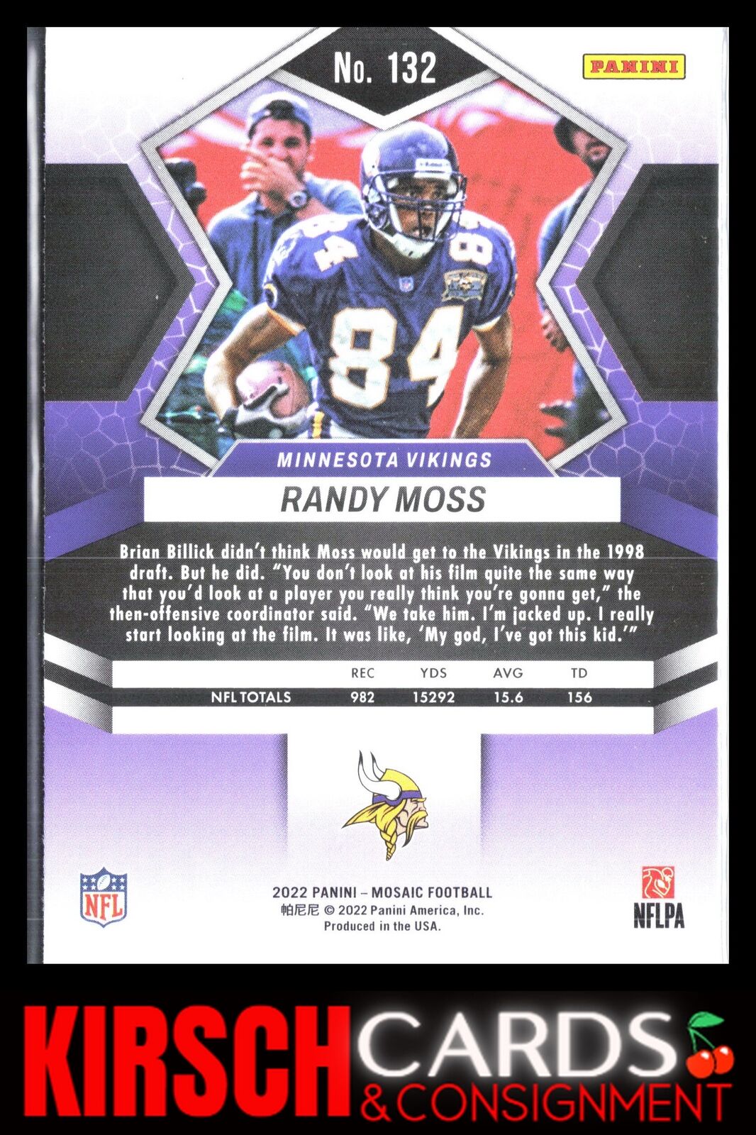 Randy Moss 2022 Panini Mosaic #132 Minnesota Vikings