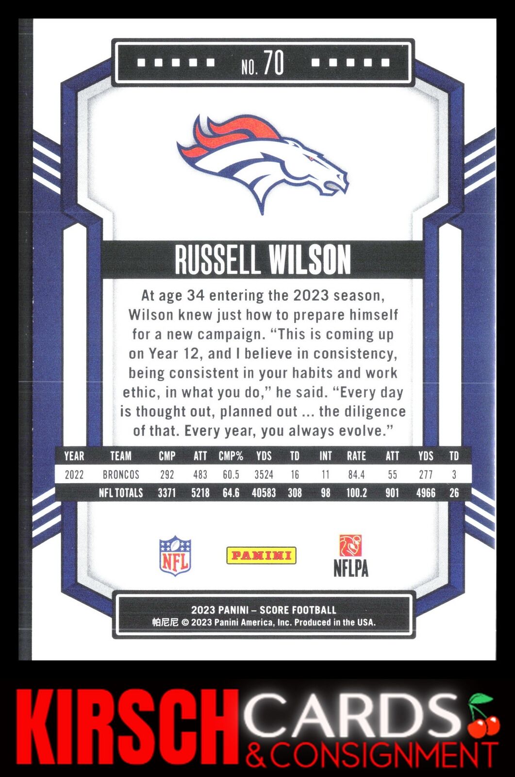 Russell Wilson 2023 Score #70 Denver Broncos