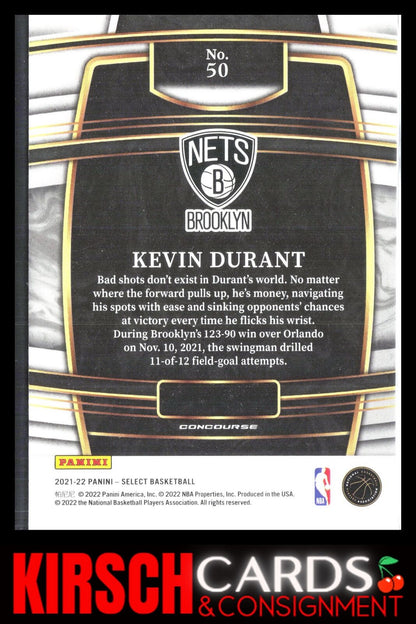 Kevin Durant 2021-22 Panini Select #50 Blue (Retail Base) Brooklyn Nets