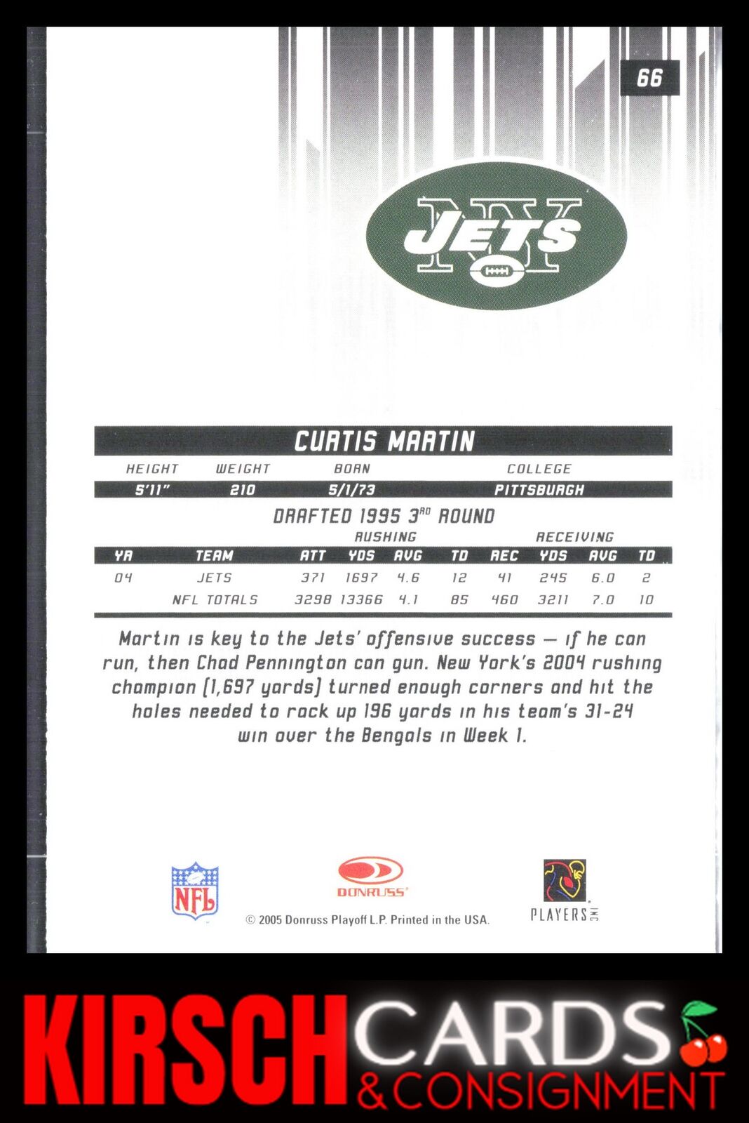 Curtis Martin 2005 Leaf Rookies & Stars #66 New York Jets