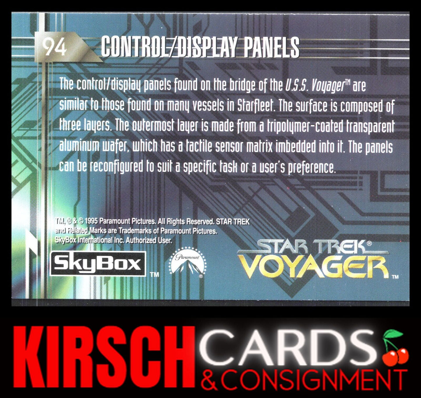 Control/Display Panels 1995 SkyBox Star Trek: Voyager Season One Series One #94