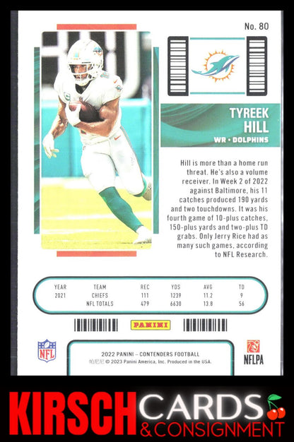 Tyreek Hill 2022 Panini Contenders #80 Miami Dolphins