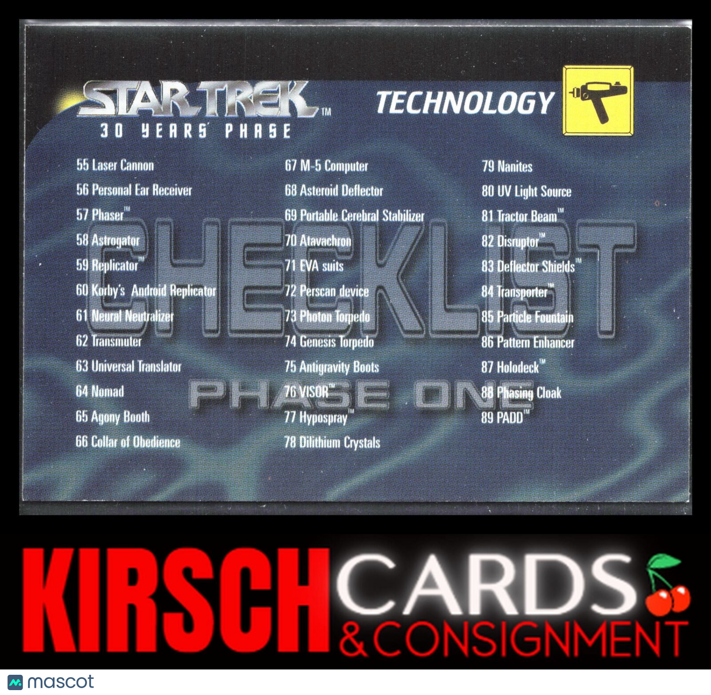 Checklist B: 55-100 & Inserts 1995 SkyBox 30 Years of Star Trek Phase 1 #100