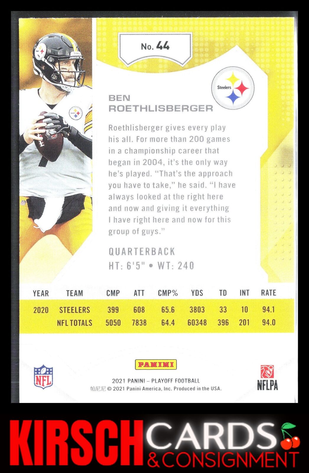 Ben Roethlisberger 2021 Panini Playoff #44 Pittsburgh Steelers