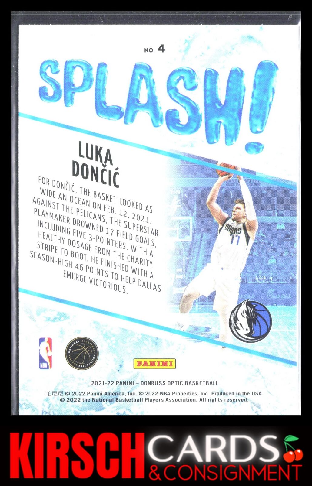 Luka Doncic 2021-22 Donruss Optic #4 Splash! Dallas Mavericks