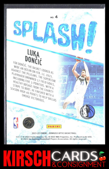 Luka Doncic 2021-22 Donruss Optic #4 Splash! Dallas Mavericks