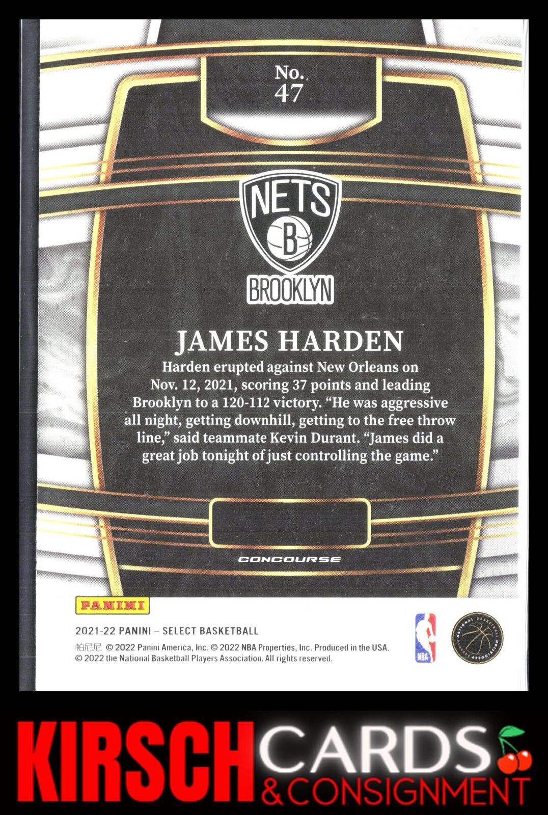 James Harden 2021-22 Panini Select #47 Blue (Retail Base) Brooklyn Nets