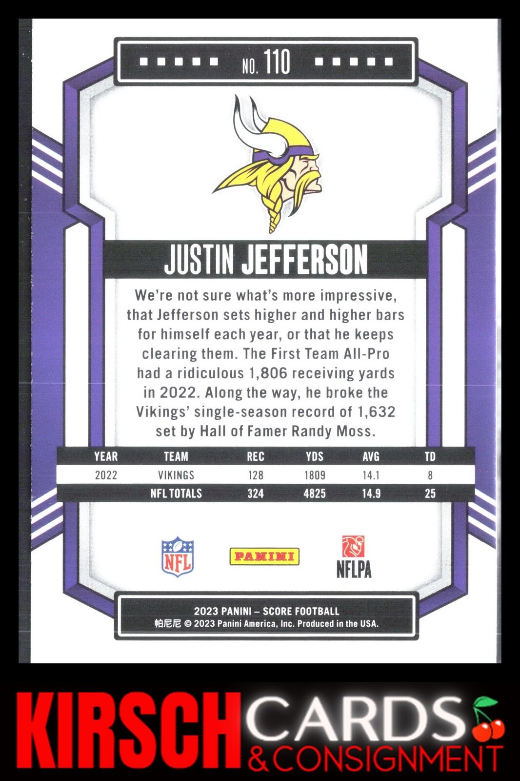 Justin Jefferson 2023 Score #110 Minnesota Vikings