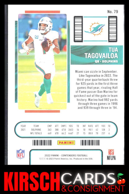 Tua Tagovailoa 2022 Panini Contenders #79 Miami Dolphins