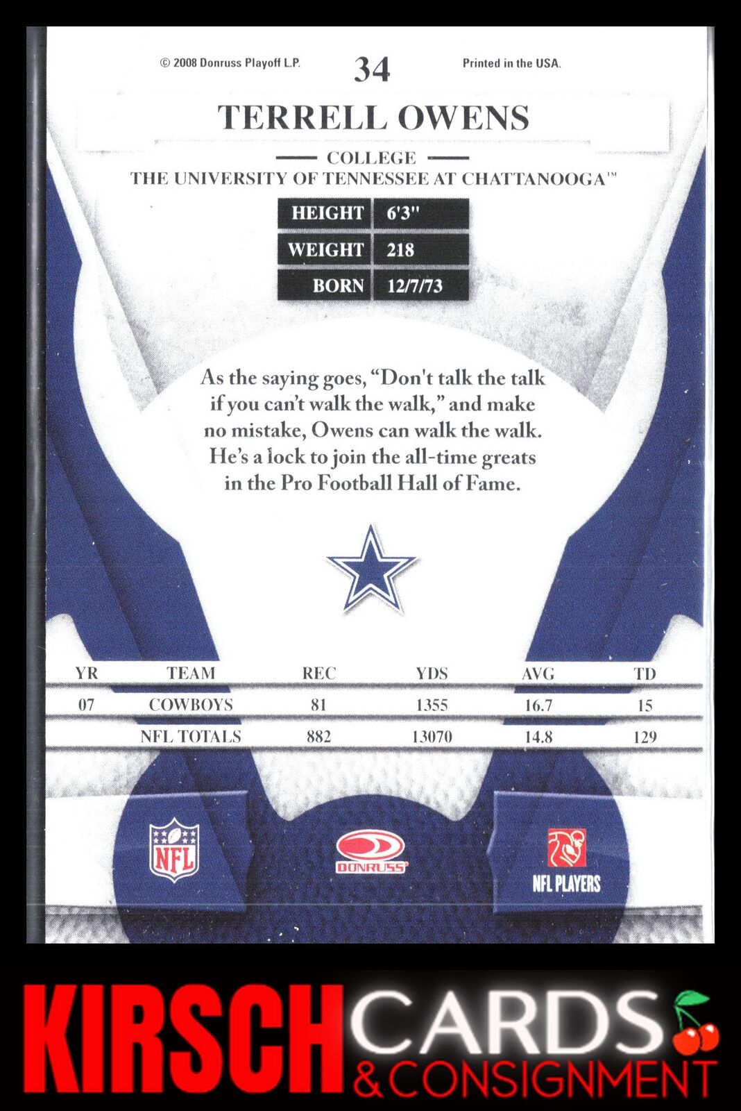 Terrell Owens 2008 Leaf Certified Materials #34 Dallas Cowboys