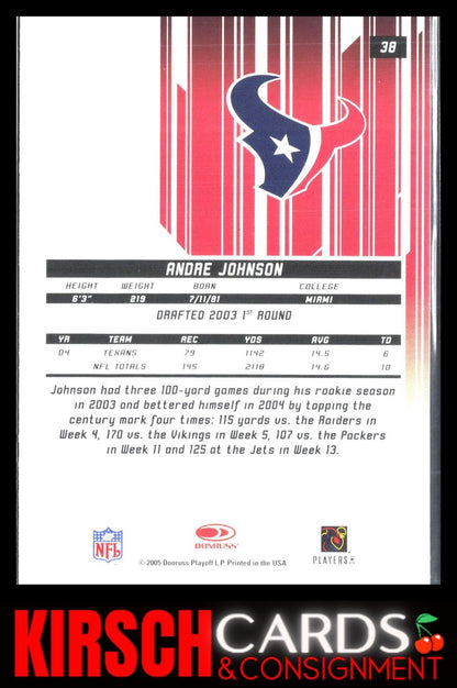 Andre Johnson 2005 Leaf Rookies & Stars Longevity #38 Houston Texans