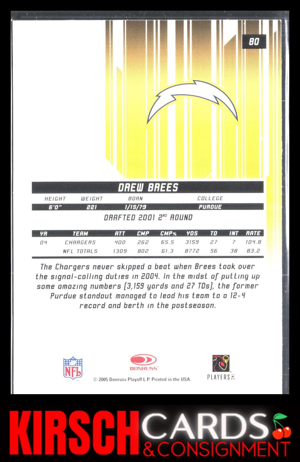 Drew Brees 2005 Leaf Rookies & Stars #80 San Diego Chargers