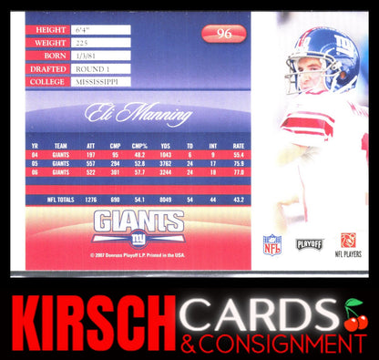 Eli Manning 2007 Playoff Prestige #96 New York Giants