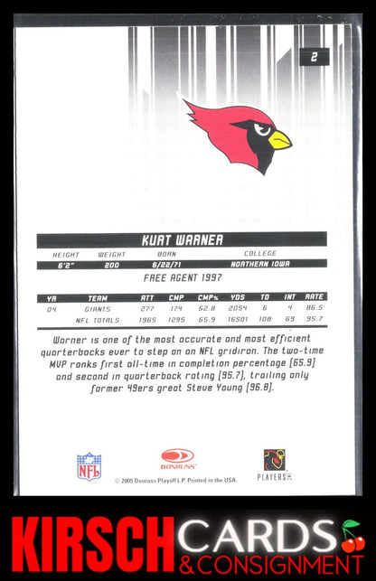 Kurt Warner 2005 Leaf Rookies & Stars #2 Arizona Cardinals