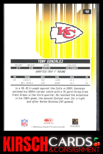 Tony Gonzalez 2005 Leaf Rookies & Stars Longevity #49 Kansas City Chiefs