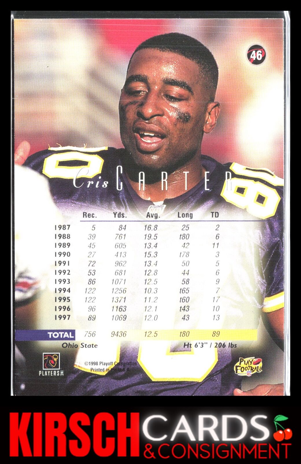 Cris Carter 1998 Playoff Prestige SSD Hobby #46 Minnesota Vikings