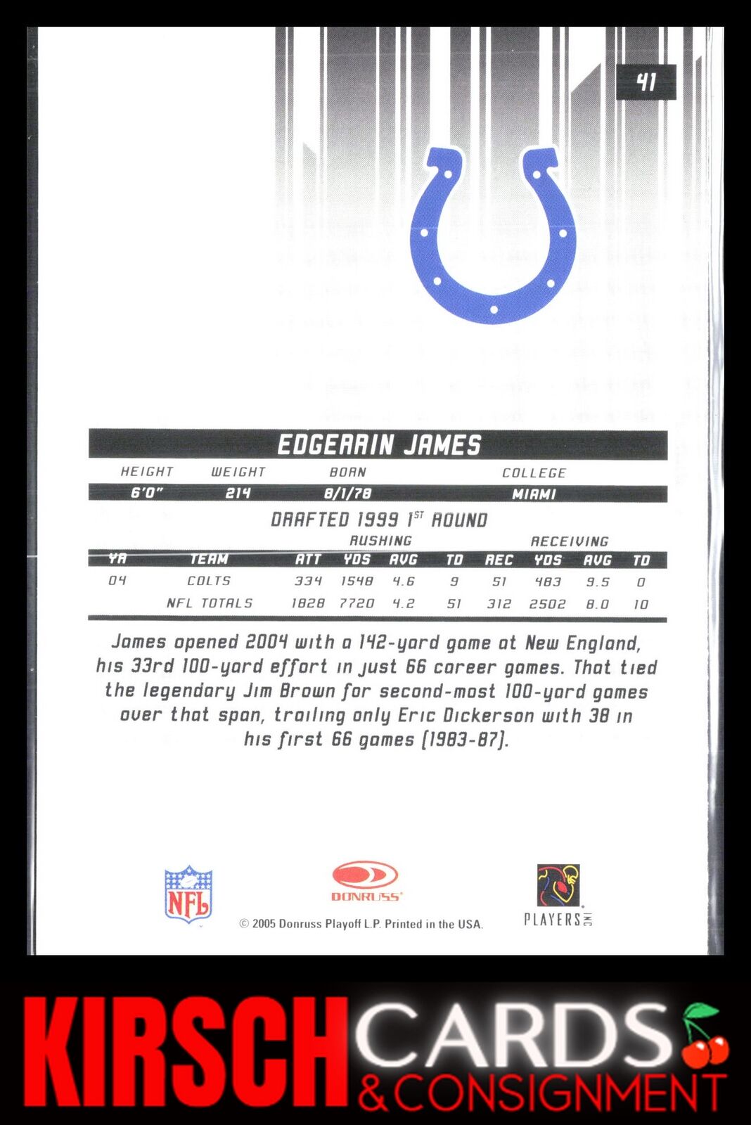 Edgerrin James 2005 Leaf Rookies & Stars #41 Indianapolis Colts