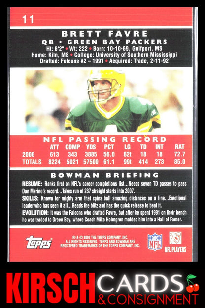 Brett Favre 2007 Bowman #11 Green Bay Packers