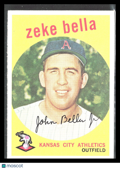 Zeke Bella 1959 Topps #254b Gray/darker back Rookie Kansas City Athletics