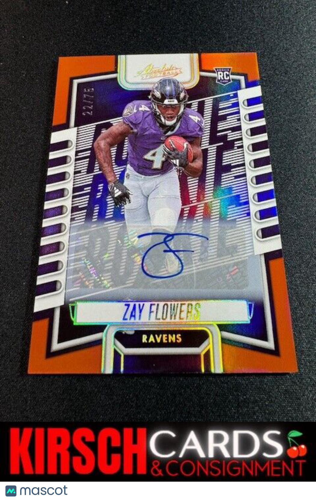 Zay Flowers 2023 Panini Absolute #111 Signature Rookies Spectrum Orange #/75