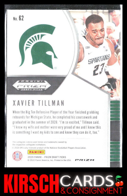 Xavier Tillman 2020 Panini Prizm Draft Picks Collegiate #62 Fast Break