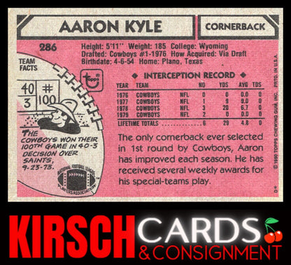 Aaron Kyle 1980 Topps #286 Dallas Cowboys