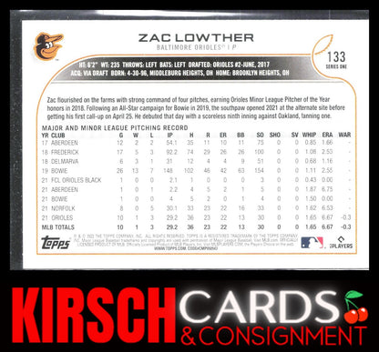 Zac Lowther 2022 Topps #133b Baltimore Orioles