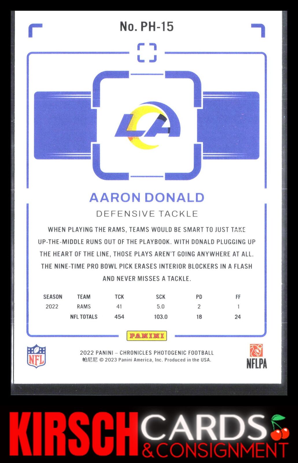 Aaron Donald 2022 Panini Chronicles #PH-15 Photogenic Pink Los Angeles Rams