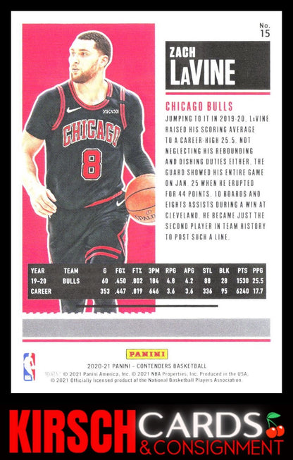 Zach LaVine 2020-21 Panini Contenders #15 Chicago Bulls