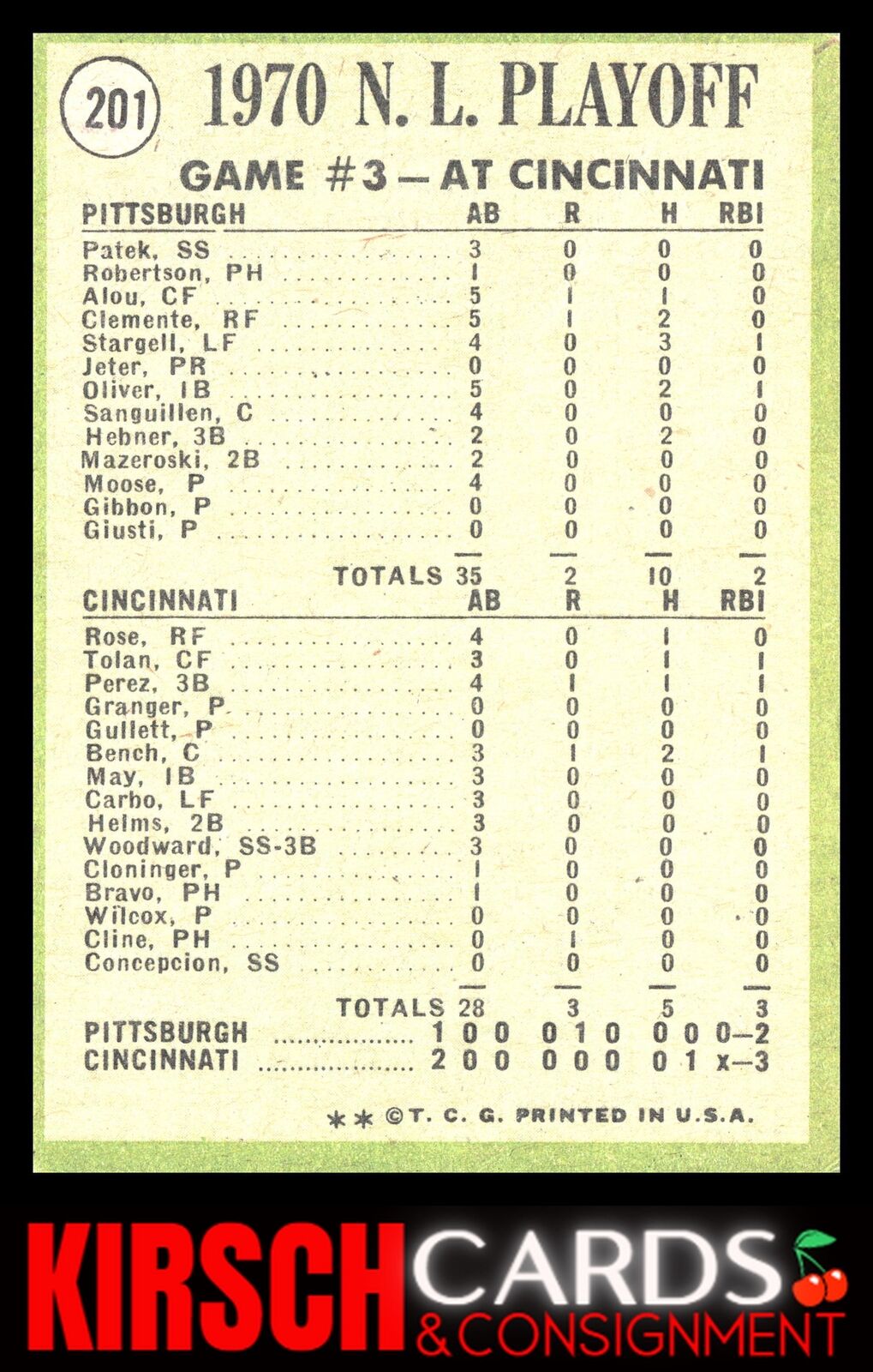 1970 N.L. Playoffs Game 3: Cline Scores Winning Run! 1971 Topps #201 Reds