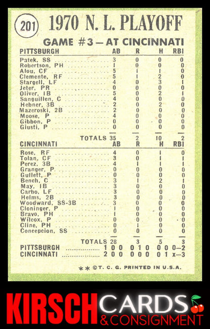 1970 N.L. Playoffs Game 3: Cline Scores Winning Run! 1971 Topps #201 Reds