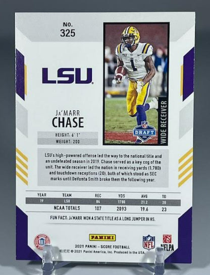 2021 Score JAMARR CHASE Rookie Card RC #325 Bengals LSU Tigers