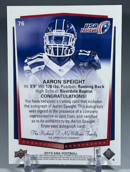 2015 Upper Deck USA Football U-18 Auto Aaron Speight #76 Auto