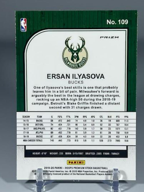 2019 Panini Hoops Premium Stock Ersan Ilyasova SILVER PRIZM #109 Milwaukee Bucks