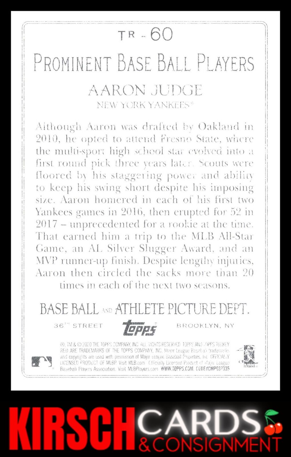 Aaron Judge 2020 Topps #TR-60     Turkey Red 2020 (New York Yankees)