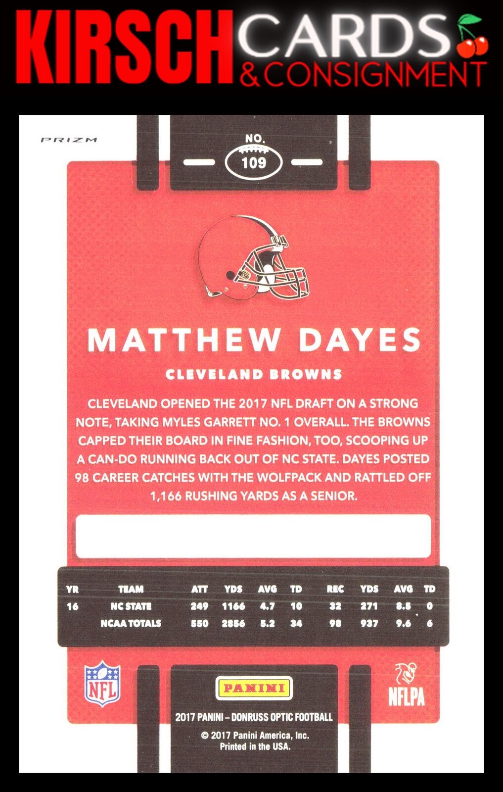 2017 Donruss Optic #109 Matthew Dayes Holo Bronze