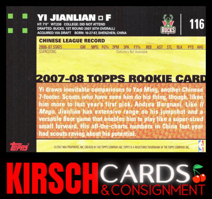 Yi Jianlian 2007-08 Topps #116 Milwaukee Bucks