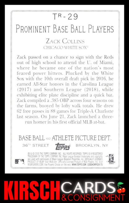 Zack Collins 2020 Topps #TR-29 Turkey Red 2020 (Series 2) Chicago White Sox