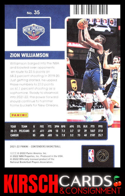 Zion Williamson 2021-22 Panini Contenders #35 New Orleans Pelicans