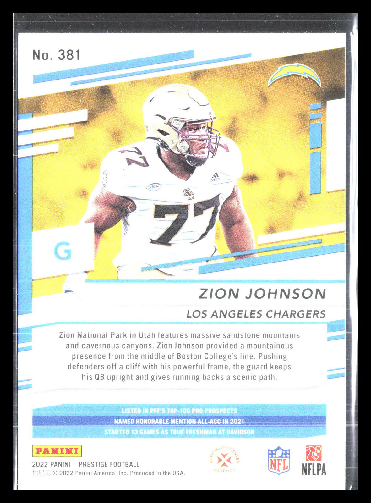 Zion Johnson 2022 Panini Prestige #381  RC Rookie