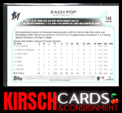 Zach Pop 2022 Topps #108 Miami Marlins