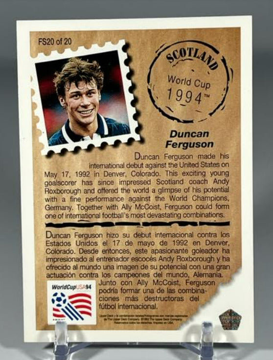 1993 World Cup 94 Preview English/Spanish Future Stars Duncan Ferguson #FS20 RC