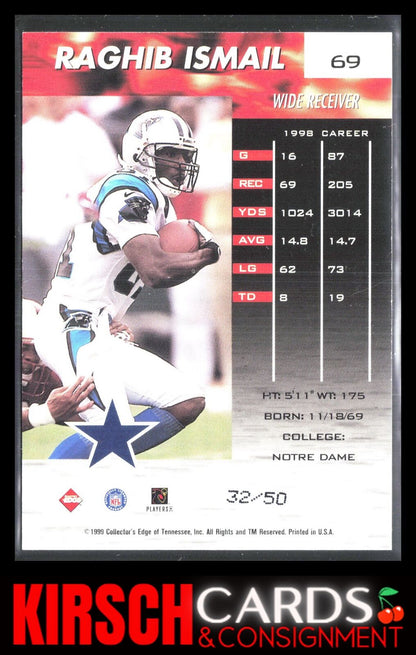 Raghib Ismail 1999 Collector's Edge Fury #69 HoloGold #/50 Dallas Cowboys