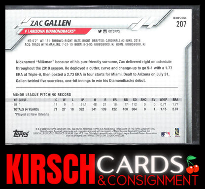 Zac Gallen 2020 Topps #207 Arizona Diamondbacks